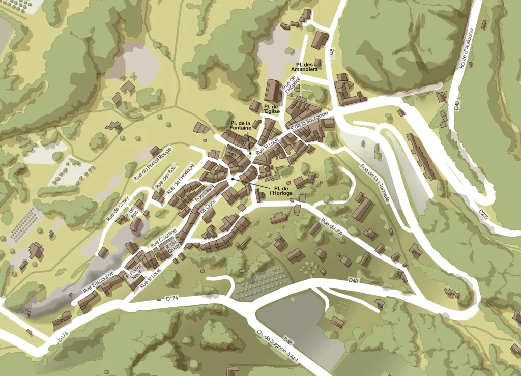 Plan Saignon centre ville