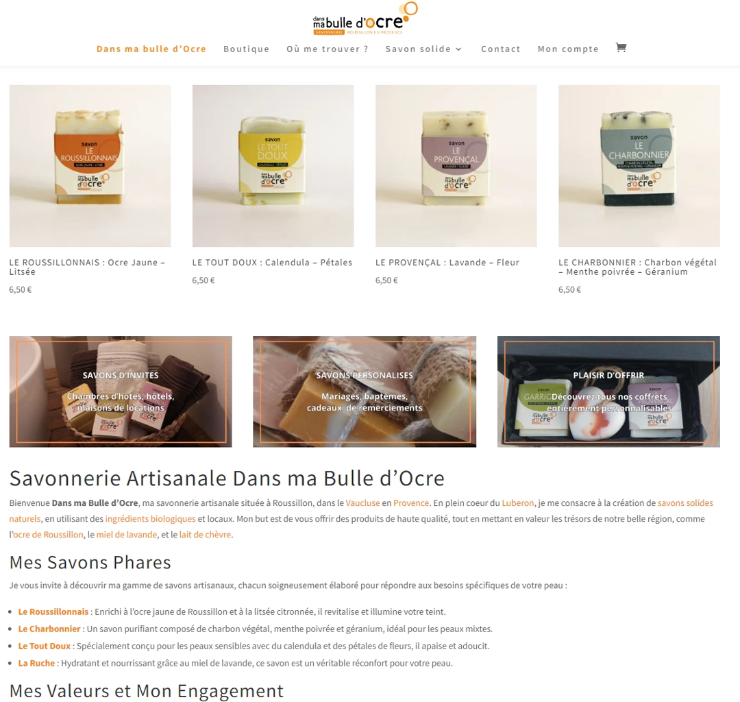 Boutique en ligne. Dans ma bulle Ocre Boutique en ligne